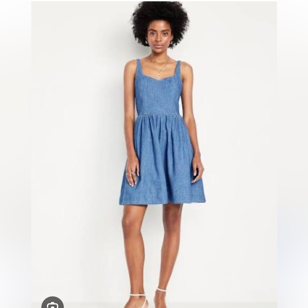 Old Navy Fit & Flare Cami Jean Mini Dress, size M petite
